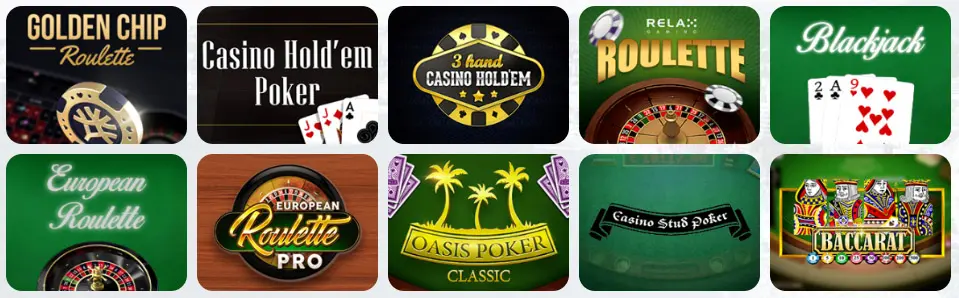 Juegos de mesa en VULKAN VEGAS CASINO